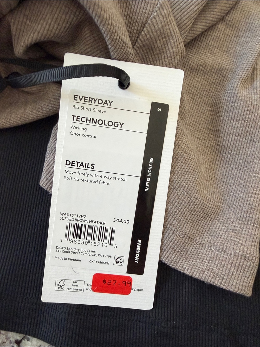 CALIA Ribbed Crewneck Tee Trio - Black, Heather Gray, Taupe - Picture 6 of 11